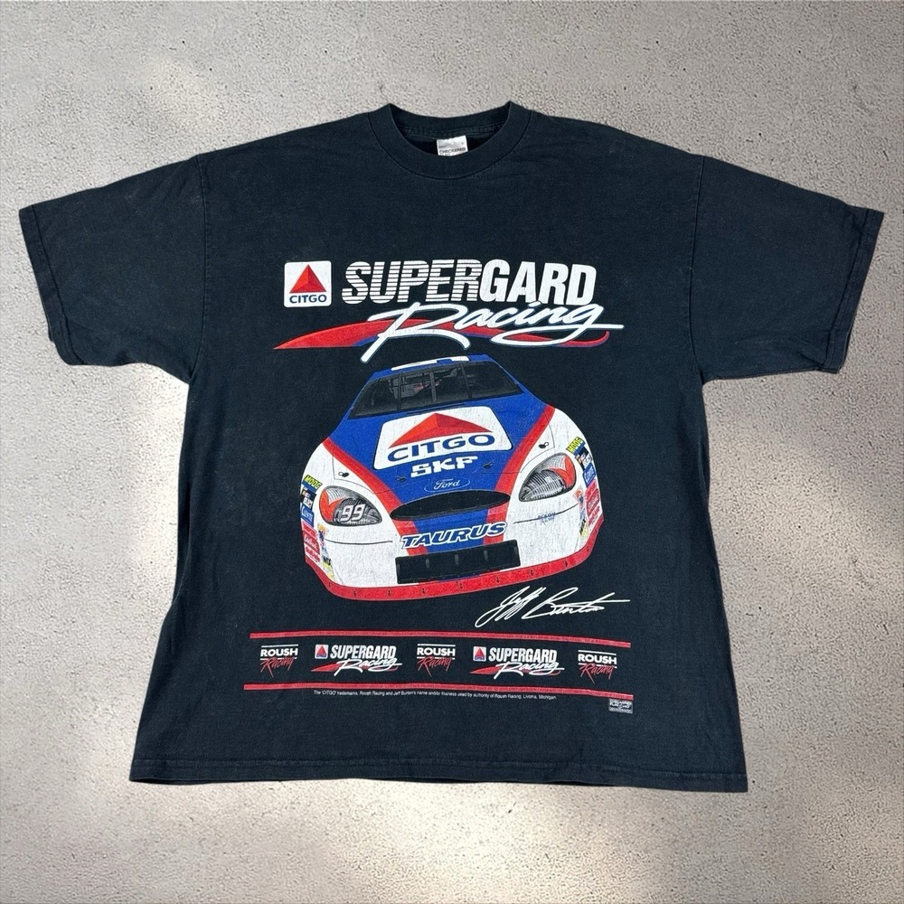 Vintage Jeff Burton 99 Racing T-Shirt XL NASCAR 2000 Double Sided Y2K Black